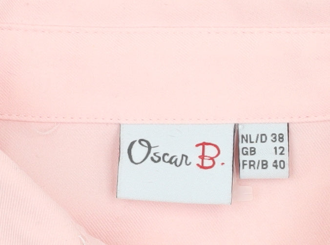 Oscar B. Women's Pink Button-Up Shirt, Size 12, Casual Style