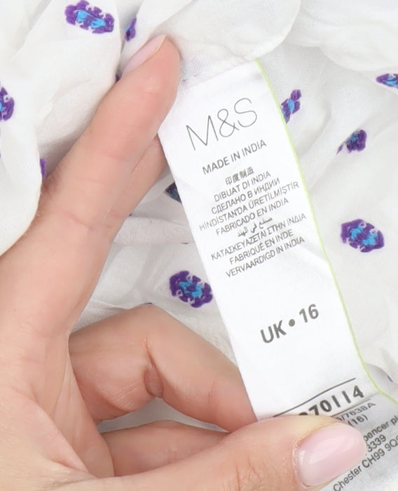 Womens UK Size 16 Marks and Spencer White Blouse