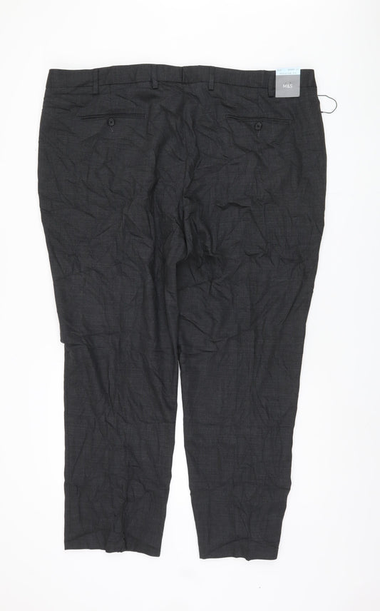 Marks and Spencer Men's Grey Trousers, Size 46, Regular Fit