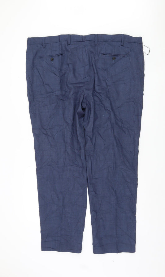 Marks and Spencer Men's Blue Regular Fit Trousers, Size 46
