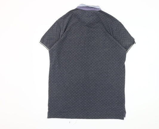 Brave Soul Men's Grey Polka Dot Polo L