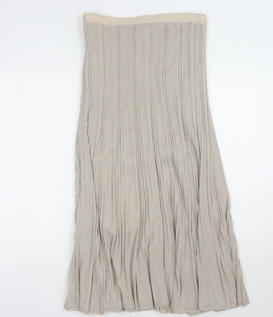 COS Women's Beige Pleated Midi Skirt, Size M, Elegant Design