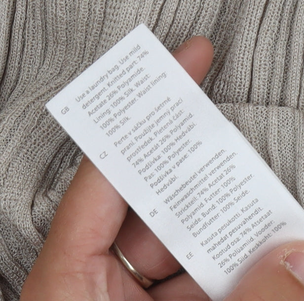 COS Women's Beige Pleated Midi Skirt, Size M, Elegant Design