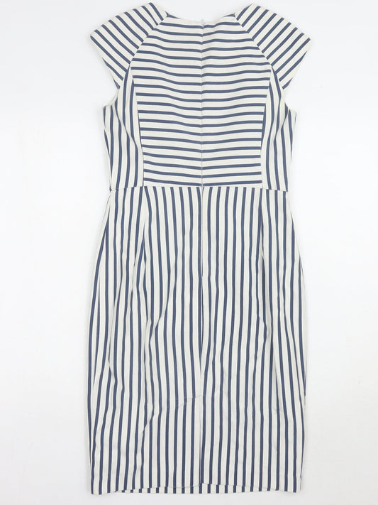 Oasis Women's Blue Striped Sheath Dress Size 10