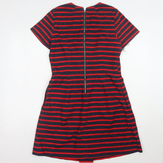 Gap Womens Red Striped Short Sleeve Dress Size 10