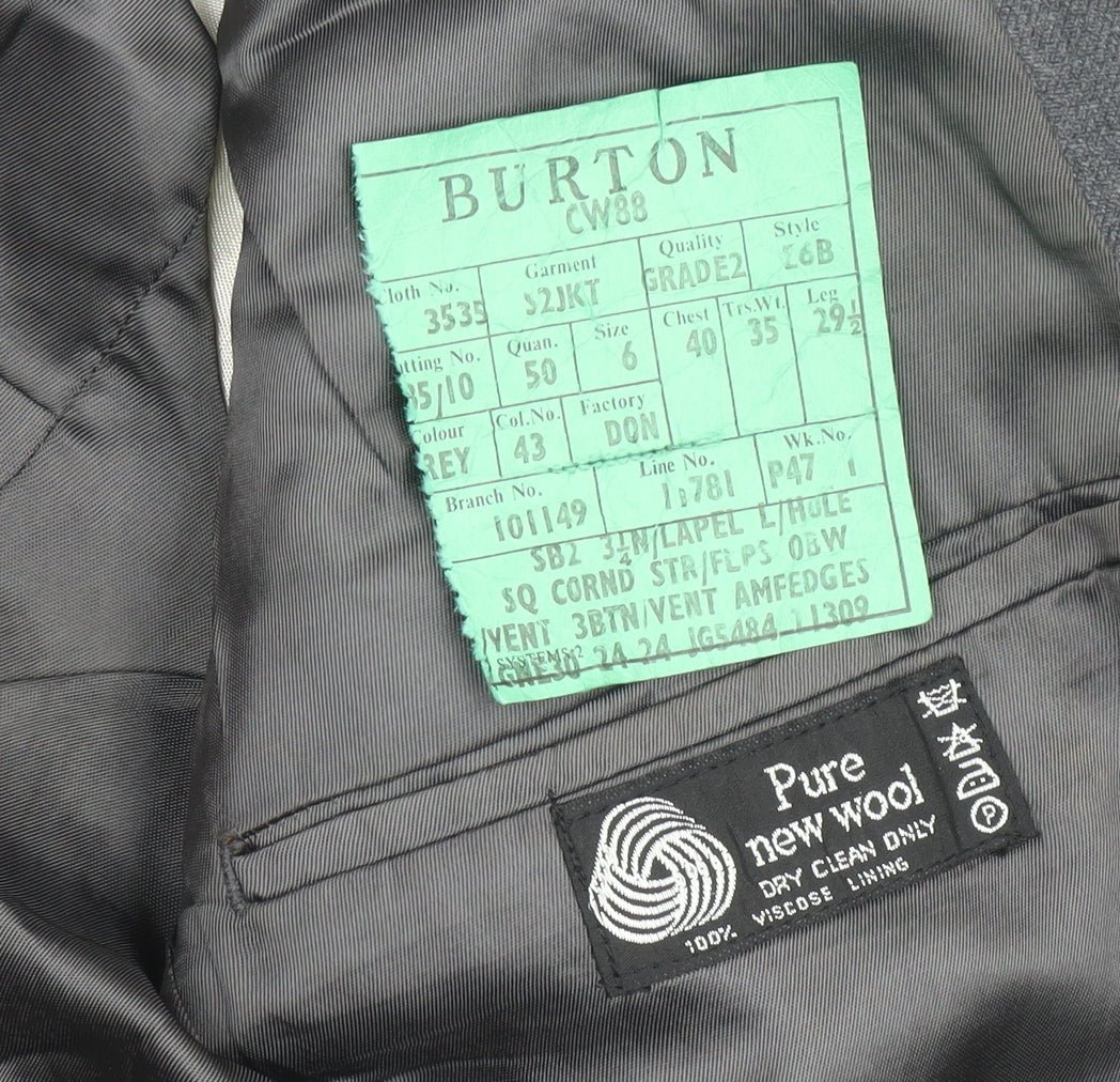 Mens UK Size 40 Burton Regular Grey Suit Jacket
