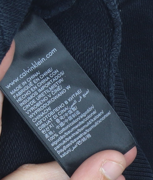 Brand and care label for Calvin Klein Jeans Black Hoodie, S, Pullover, unisex, casual