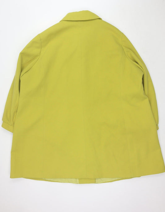 Agenda Women's Yellow Long Coat Size 4, Button Closure