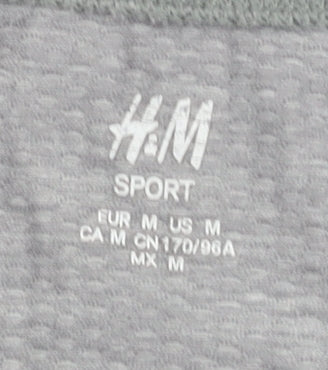 H&M Grey Unisex Gym T-Shirt - M, Regular Fit, Breathable