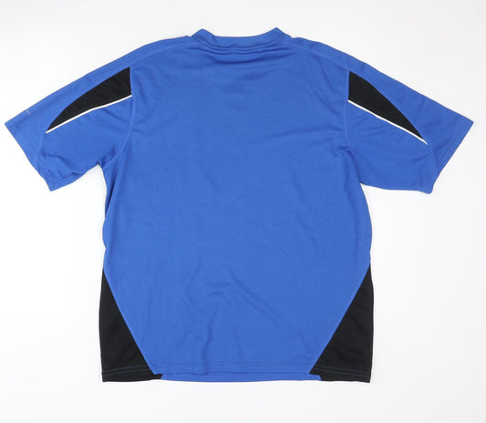 Men's Blue V-Neck Jersey T-Shirt - L