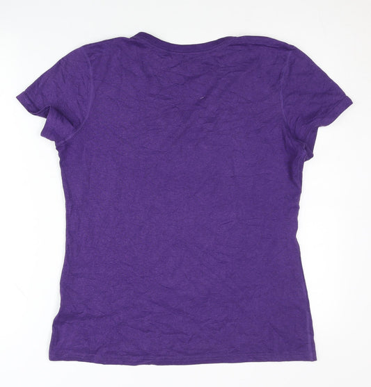 Nike Women's Purple V-Neck T-Shirt, Size S, Moisture Wicking