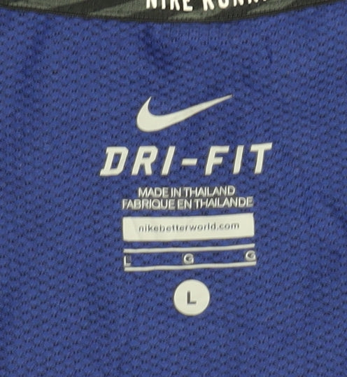 Nike Women's Blue Dri-FIT T-Shirt L - Quick Dry
