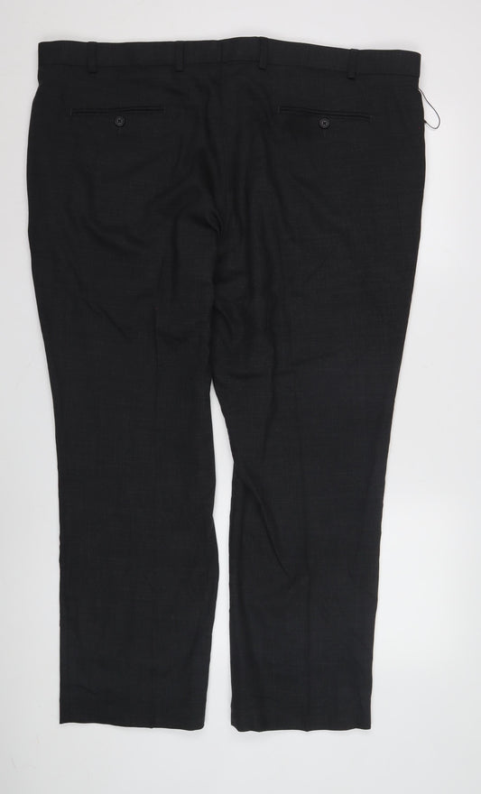 Marks and Spencer Men's Black Regular Fit Trousers