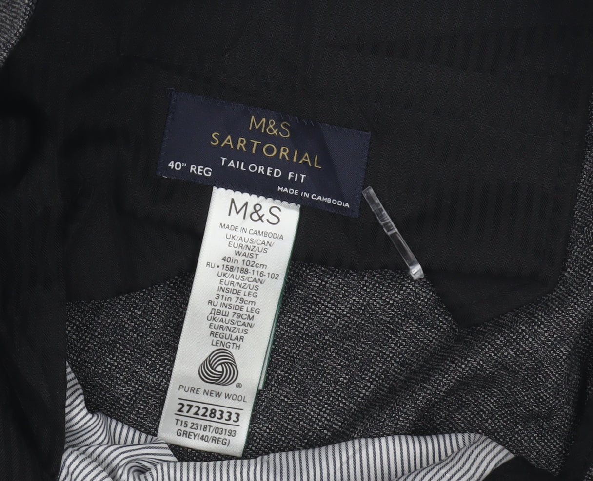 Marks and Spencer Grey Wool Dress Pants, Size 40, Men's