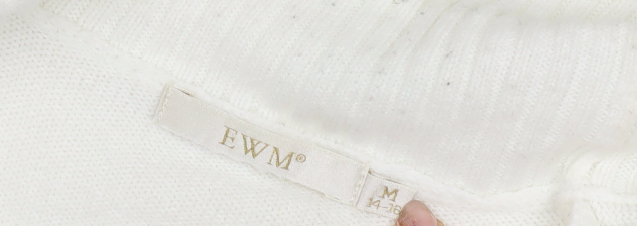 EWM Women's White M Cardigan with Stripes