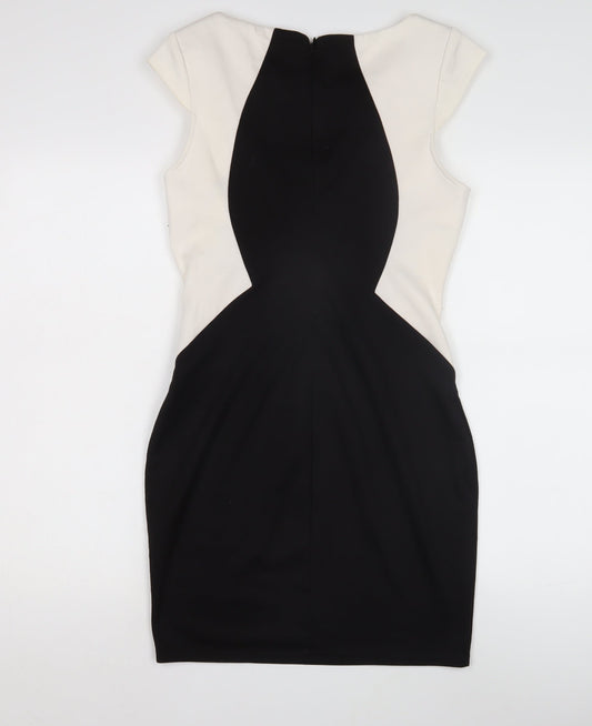 Lipsy Women's Black & Ivory Bodycon Dress Size 12