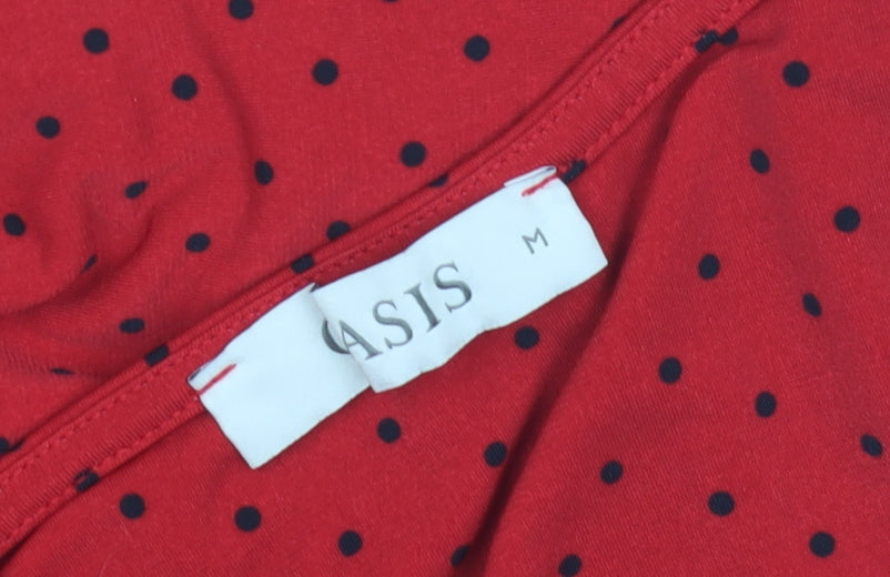 Oasis Women's Red Polka Dot Wrap Dress Size M