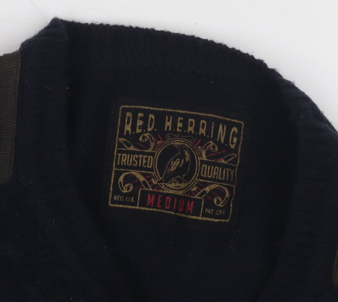 Red Herring Men's Black Medium Knit Pullover Jumper