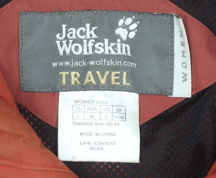 Womens UK Size L Jack Wolfskin Red Windbreaker Coat