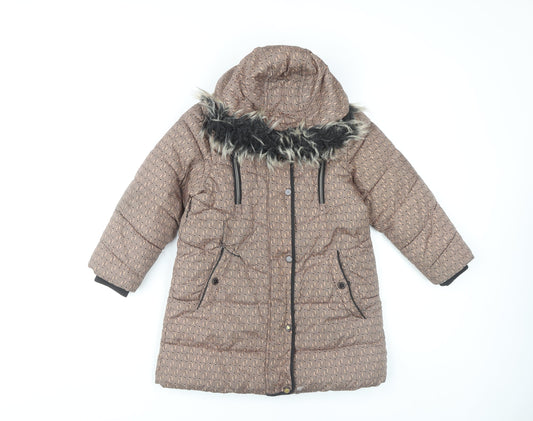 Next Girls Brown Puffer Jacket, 5 Years, Hooded Winter Coat
