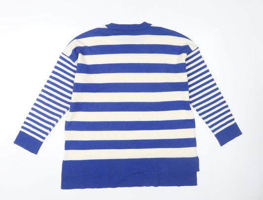 Oasis Women's Blue Striped Pullover Jumper, M