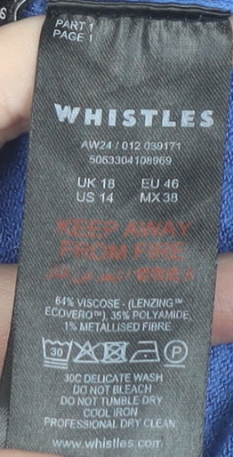 Womens UK Size 18 Whistles Blue Pullover Jumper