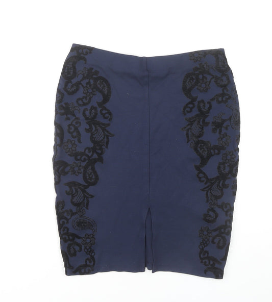 Marks & Spencer Women's Black Embroidered Pencil Skirt