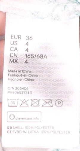 H&M Women's Green Floral Pleated Midi Skirt Size 8