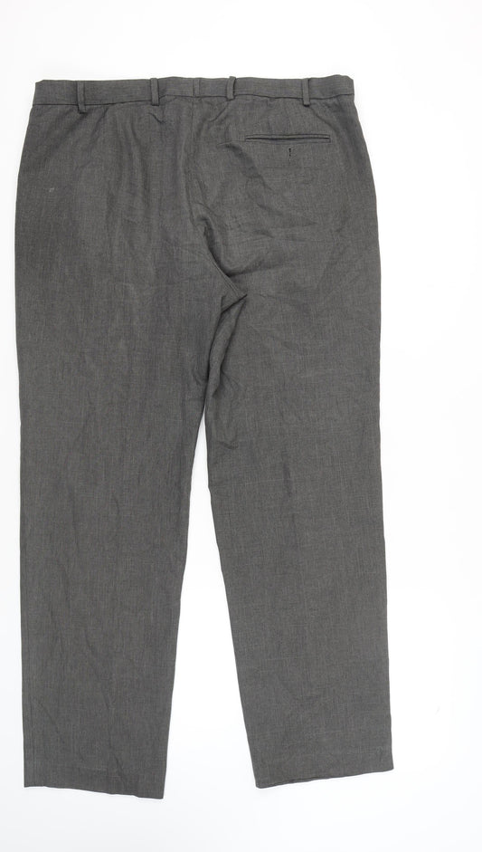 Marks and Spencer Men's Grey Regular Trousers