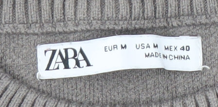Zara Men’s Grey Pullover Jumper, Size M, Crew Neck