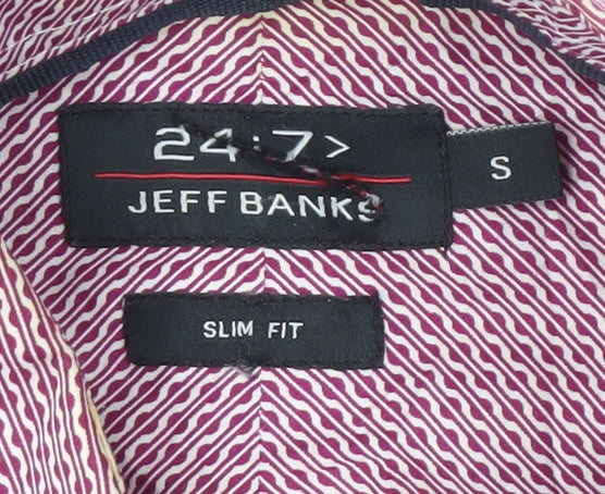Jeff Banks Men's Red Slim Fit Long Sleeve Shirt S