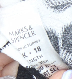 Marks and Spencer Women's White Floral A-Line Skirt Size 18