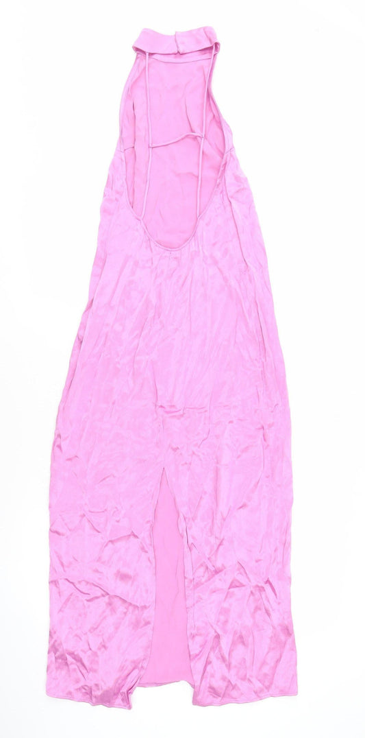 Zara Women Pink Mock Neck Sleeveless Dress