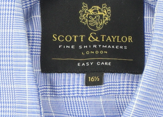 Scott & Taylor Men's Blue Check Long Sleeve Shirt