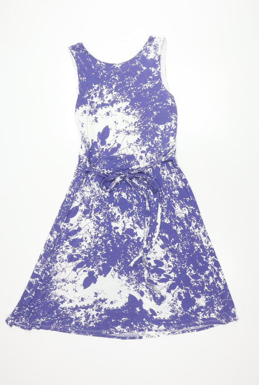 Monsoon Women's Blue Floral A-Line Dress Size 14