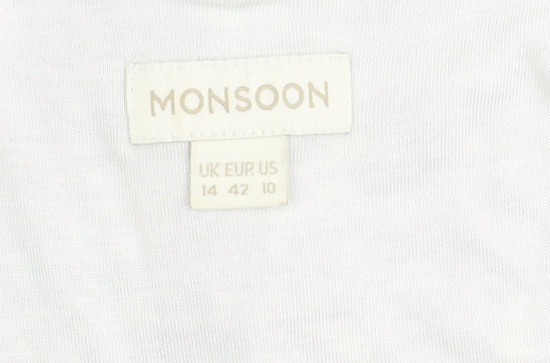 Monsoon Women's Blue Floral A-Line Dress Size 14