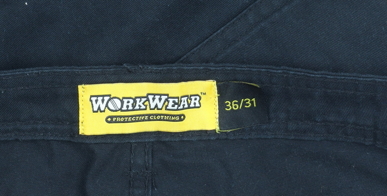 WorkWear Men's Black Cargo Trousers 36/31