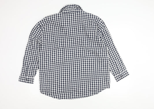 Bonmarché Women's Blue Check Button-Up Shirt Size 14