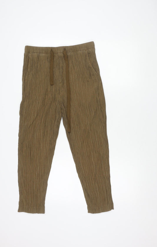 Womens UK Size S Zara Regular Fit Brown Trousers