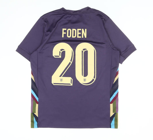 England Adult Purple Football Shirt Foden 20 Short Sleeves