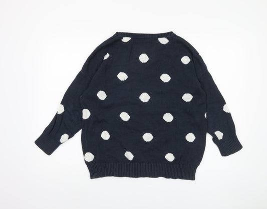 Jack Wills Women's Blue Polka Dot Pullover Jumper, Uk 10