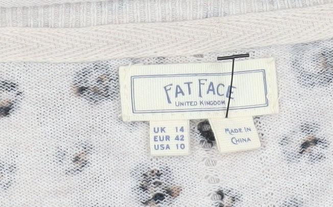 Womens UK Size 14 Fat Face Beige Cardigan Jumper