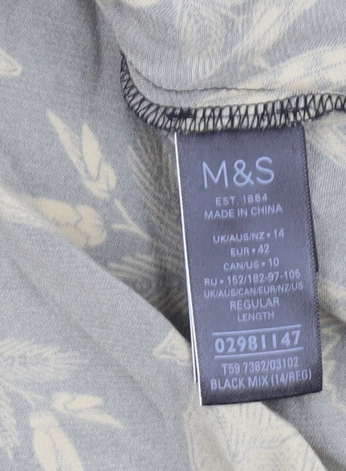 Marks and Spencer Women's Black Floral Skirt, Size 14