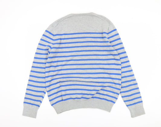 GAP Men's Grey Striped Pullover Jumper M