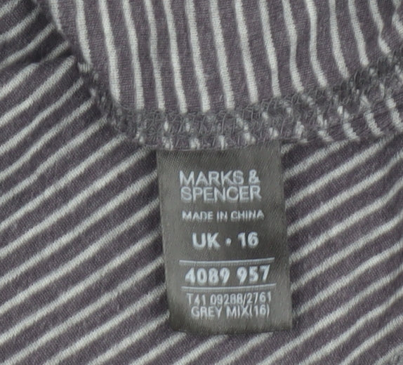 Womens UK Size 16 Marks and Spencer Grey Basic Button-Up