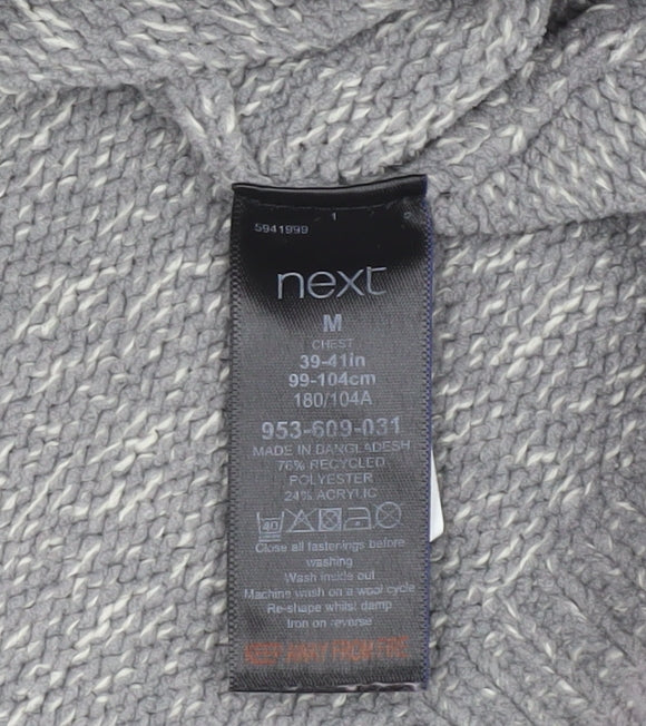 Next Mens Grey Pullover Jumper, M, High Neck, Polyester