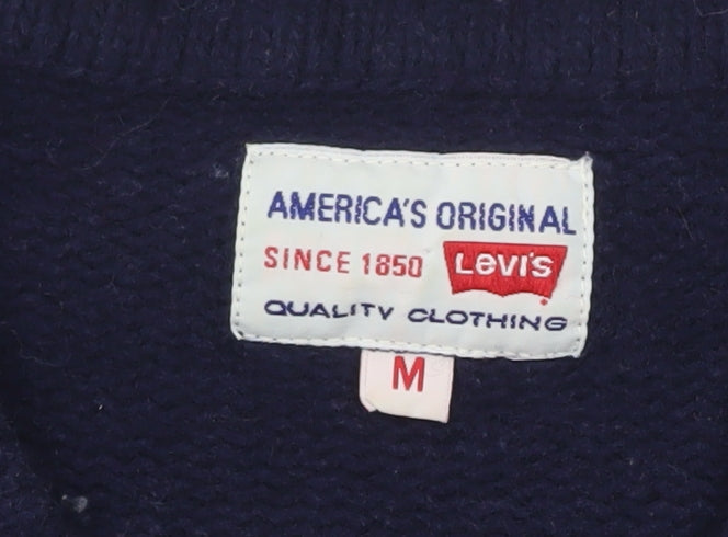 Levi's Men's Blue Wool V-Neck Pullover Jumper M