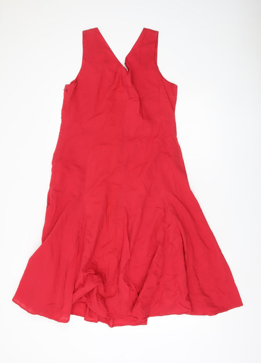 Per Una Women Red Sleeveless V-Neck Dress 16L
