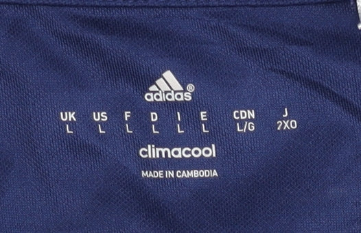 Brand and care label for Adidas Men's Blue Training Shirt - Large