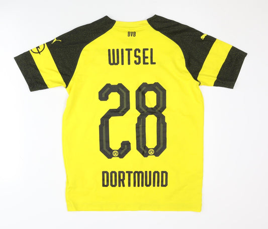 Back view of Puma Children's Yellow BVB Home Shirt 15-16 Years